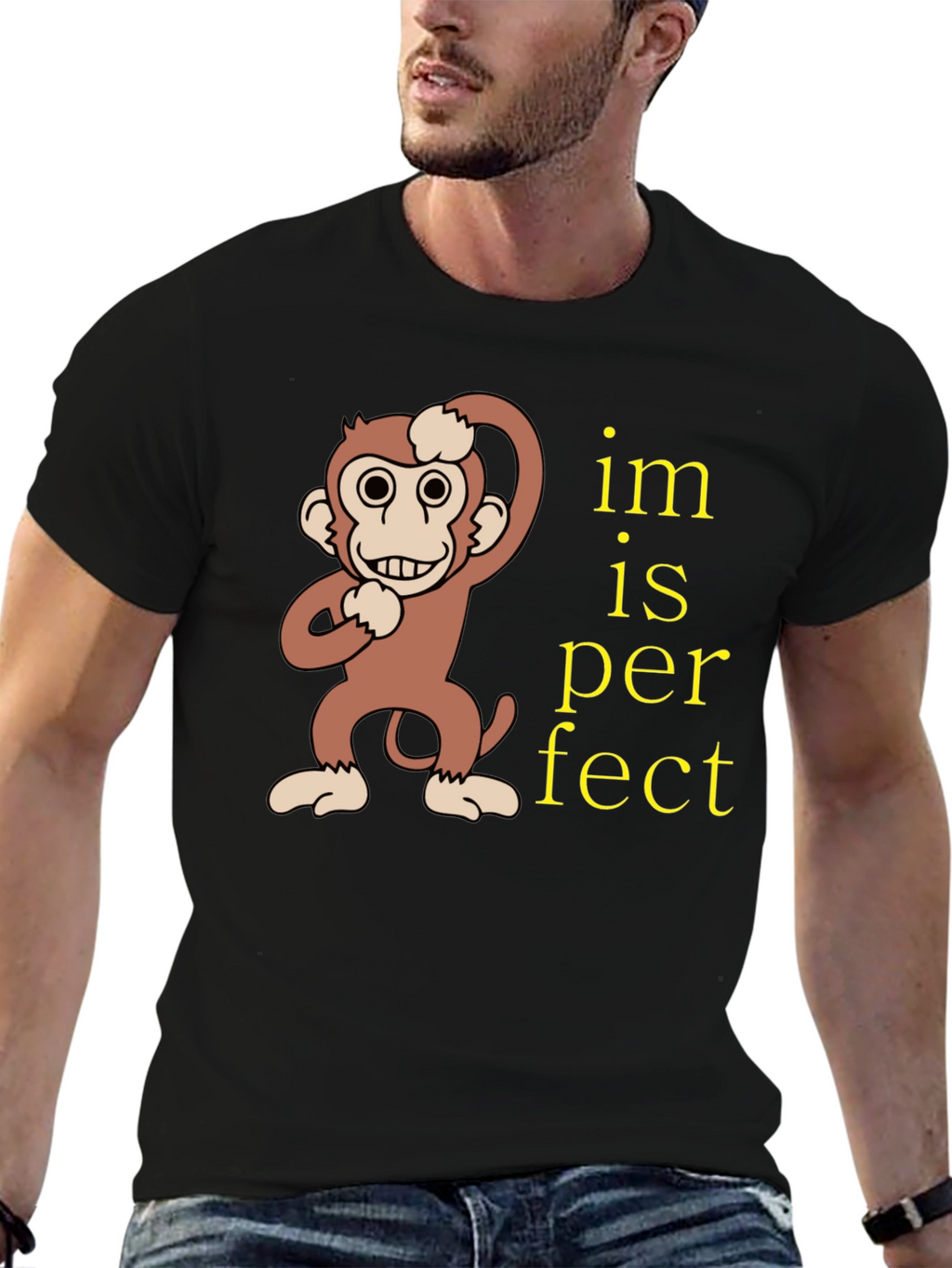 Funny Monkey Im is Perfect Graphic T-Shirt