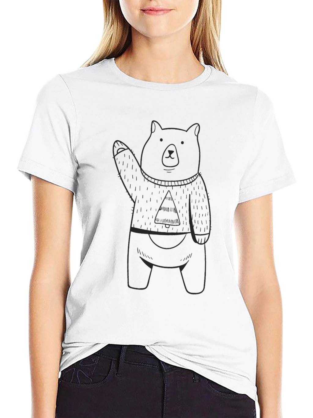 Bear Graphic Tee - Casual Black T-Shirt