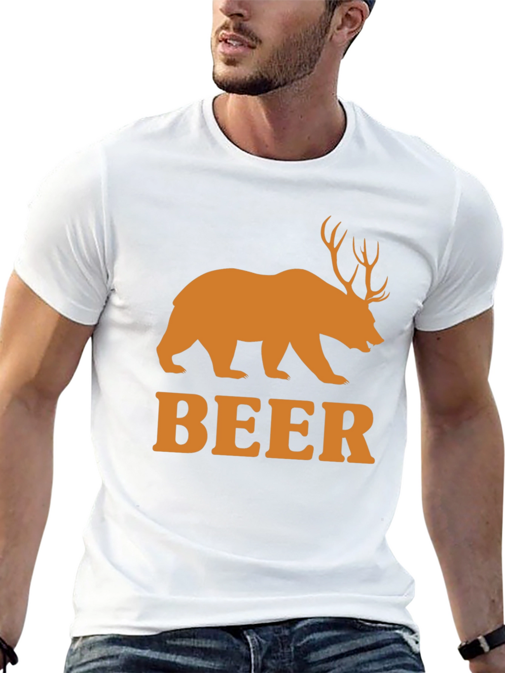 Beer Bear Deer Funny Mens T-Shirt