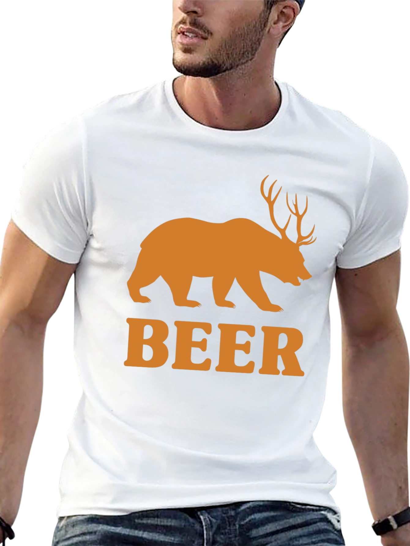 Beer Bear Deer Funny Mens T-Shirt
