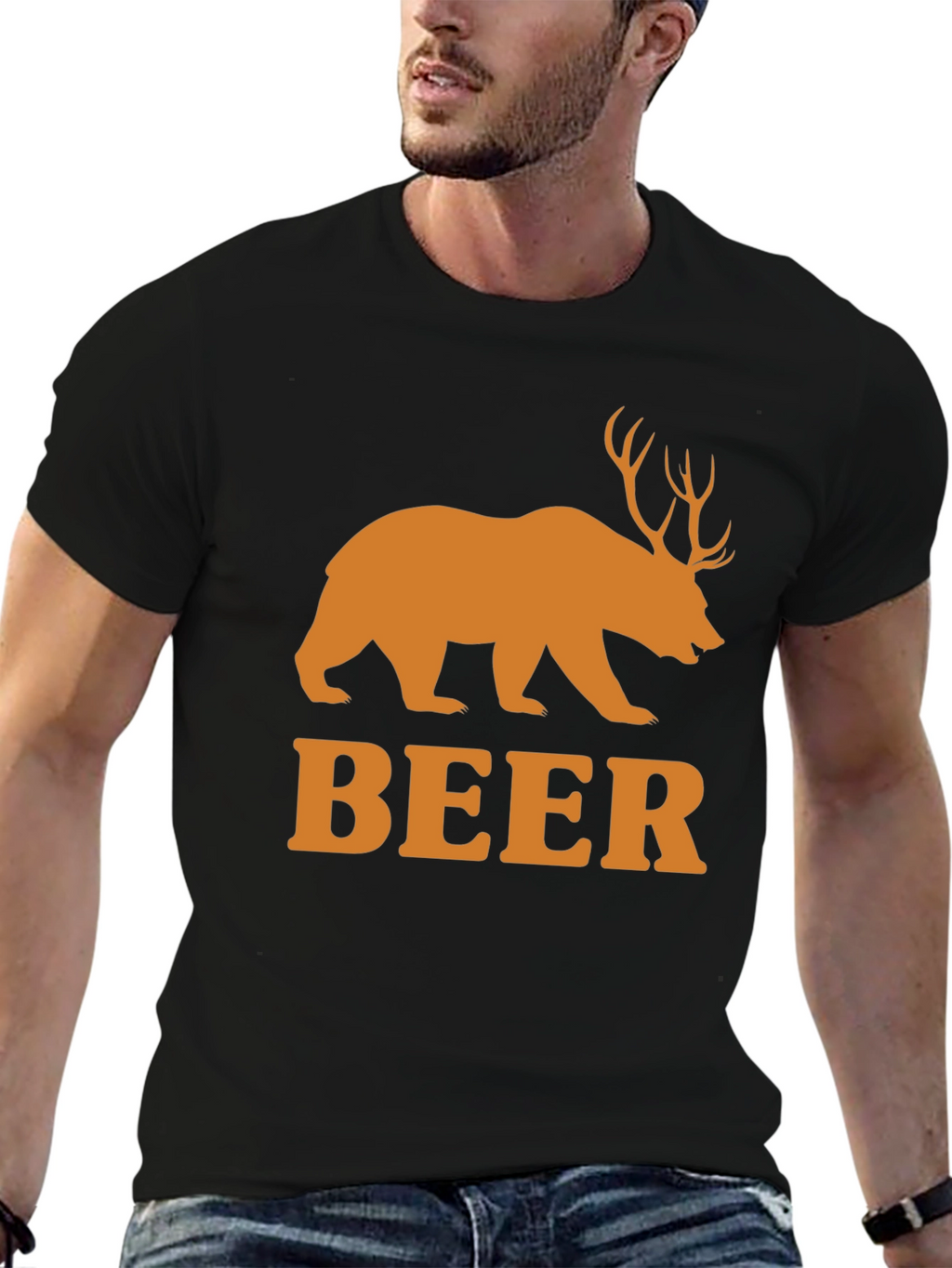 Beer Bear Deer Funny Mens T-Shirt
