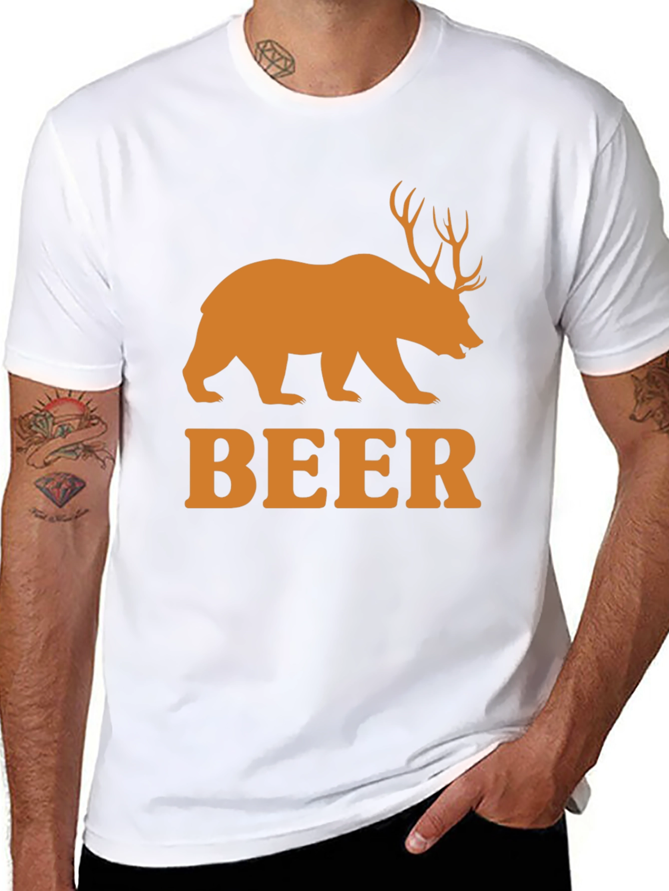 Beer Bear Deer Funny Mens T-Shirt