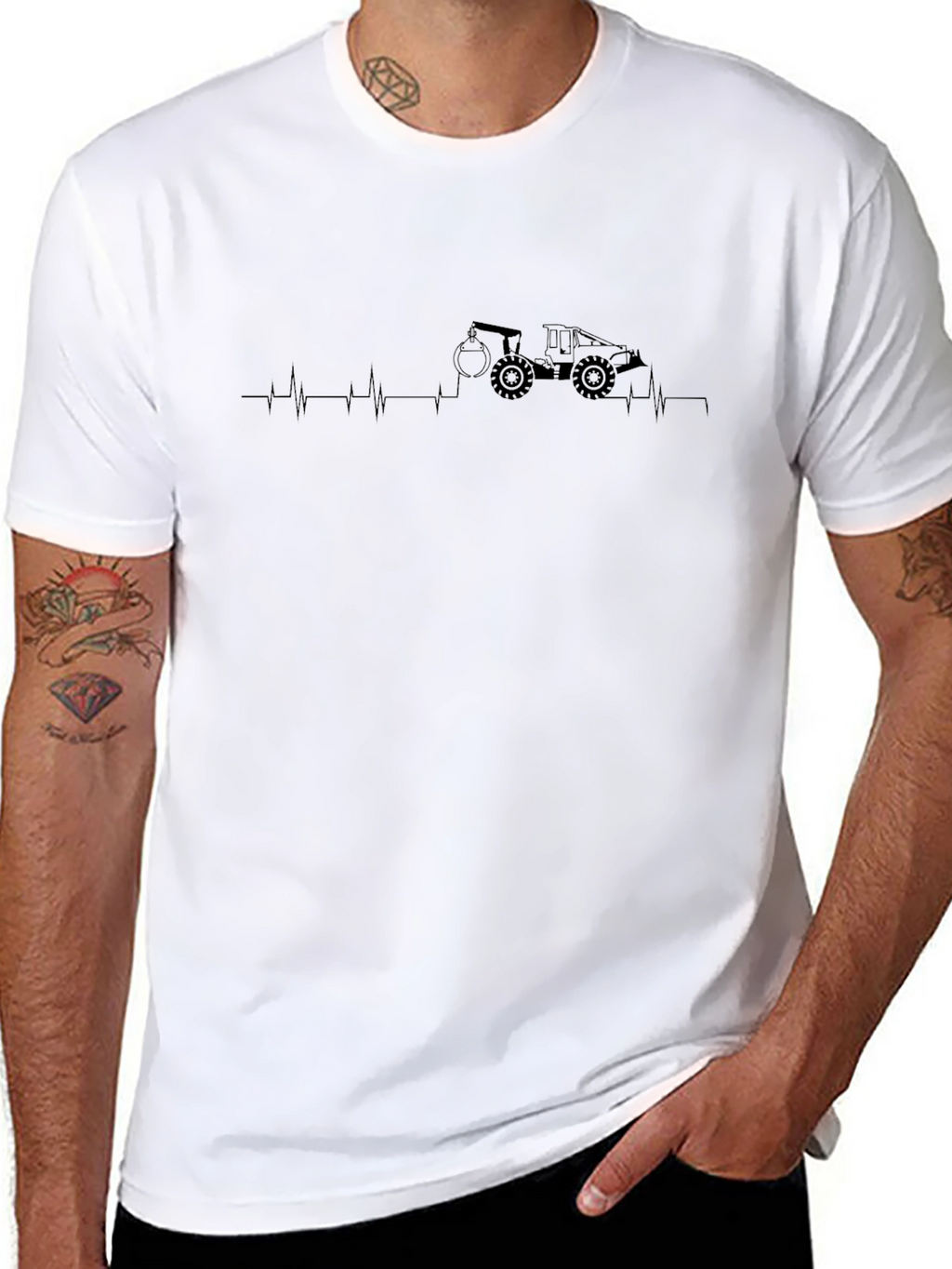 Excavator Heartbeat Graphic Tee - Black