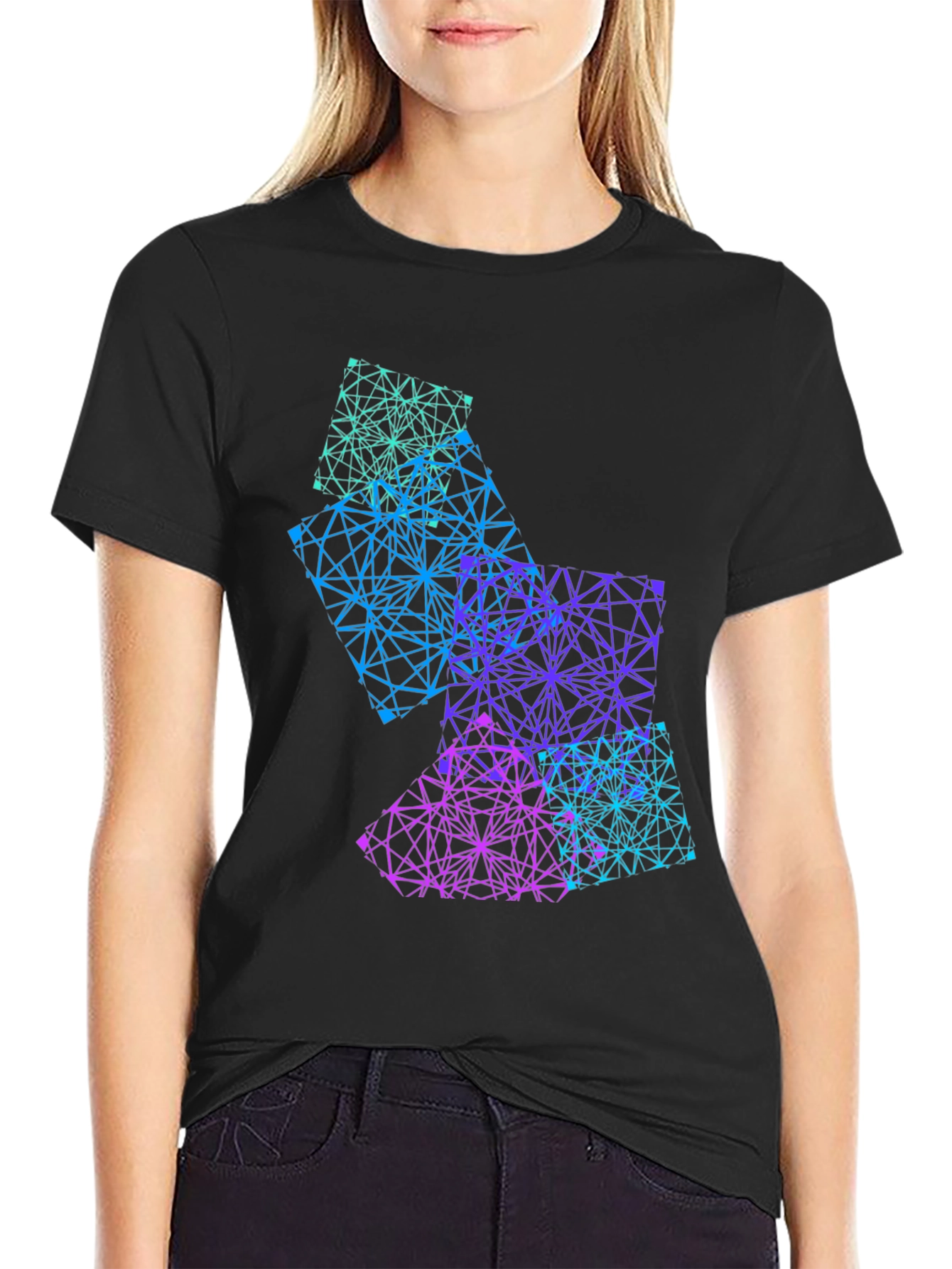 Geometric Gradient Graphic Tee - Mens Black T-Shirt