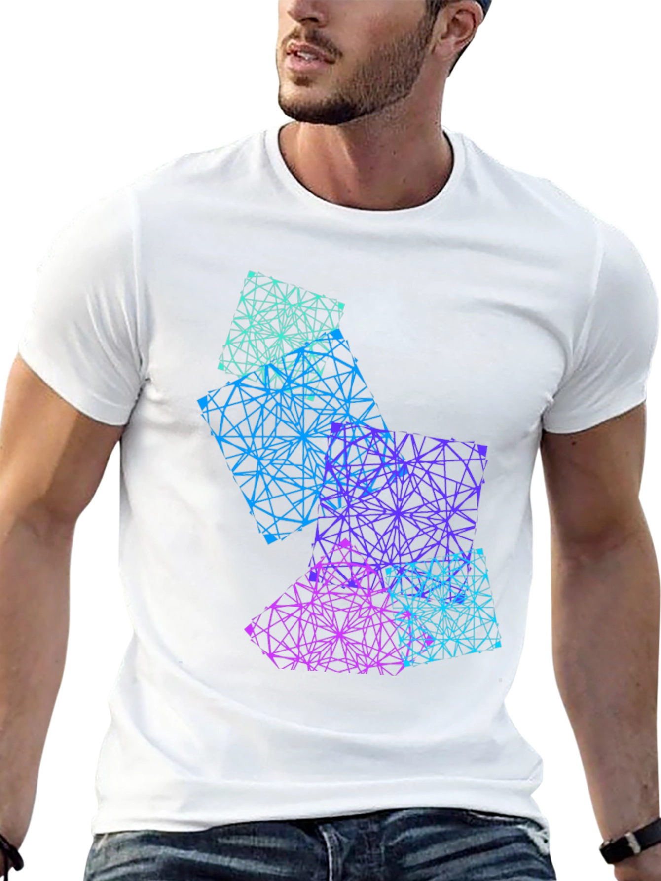 Geometric Gradient Graphic Tee - Mens Black T-Shirt