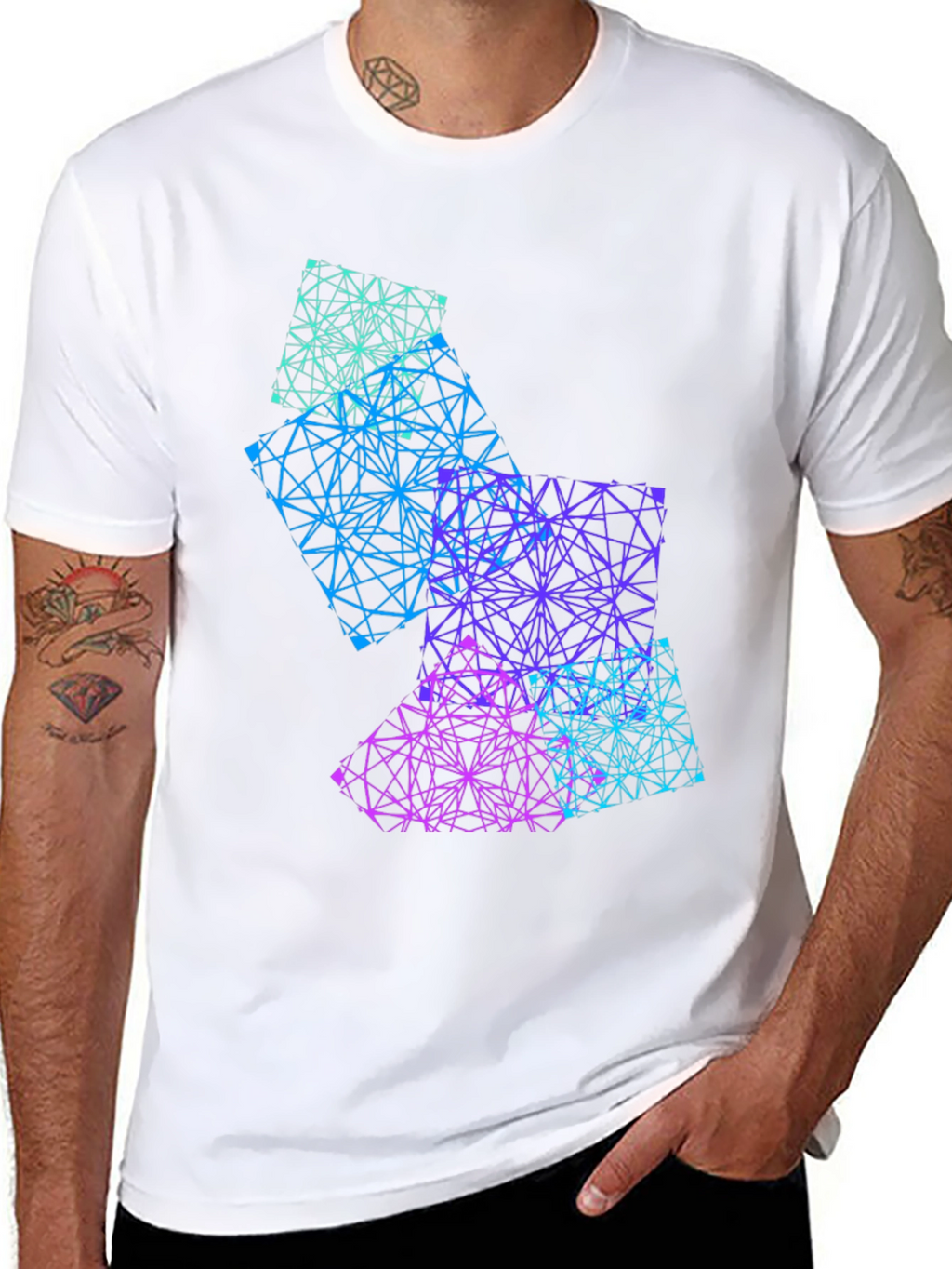 Geometric Gradient Graphic Tee - Mens Black T-Shirt
