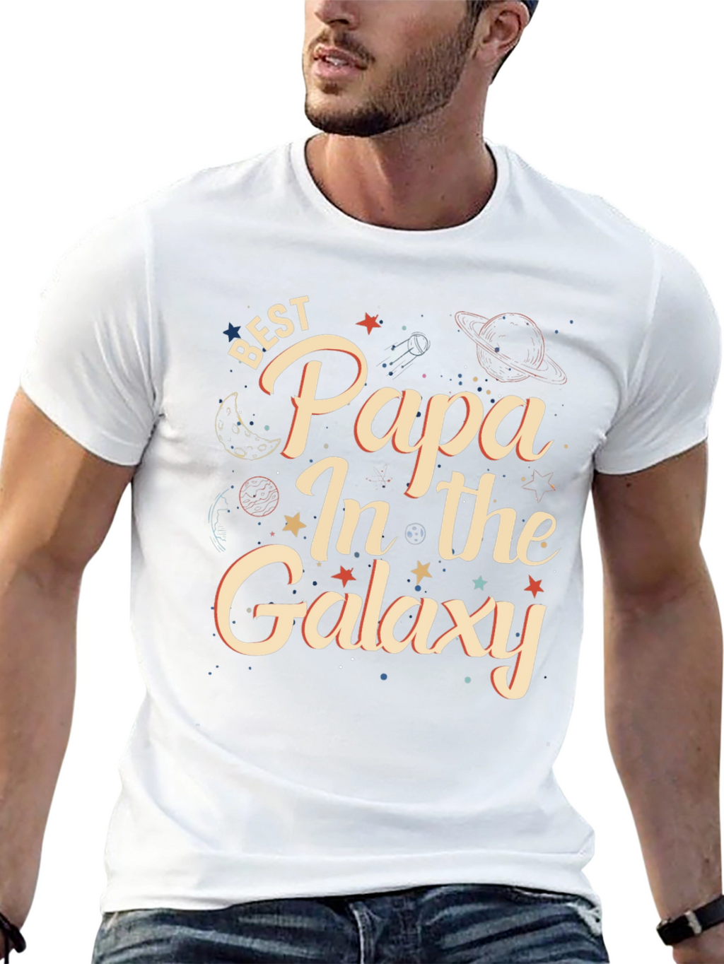 Best Papa In The Galaxy Graphic T-Shirt