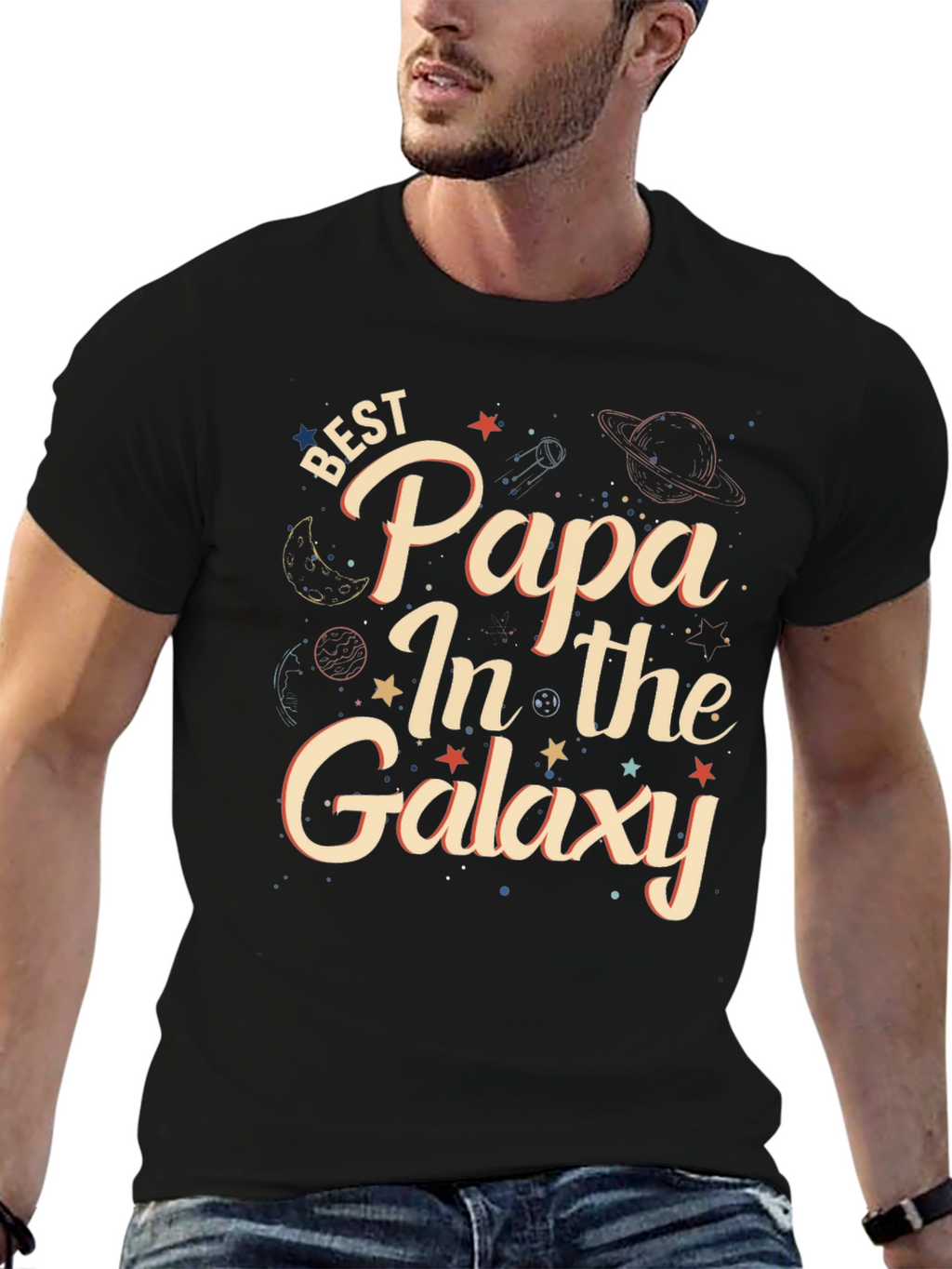 Best Papa In The Galaxy Graphic T-Shirt