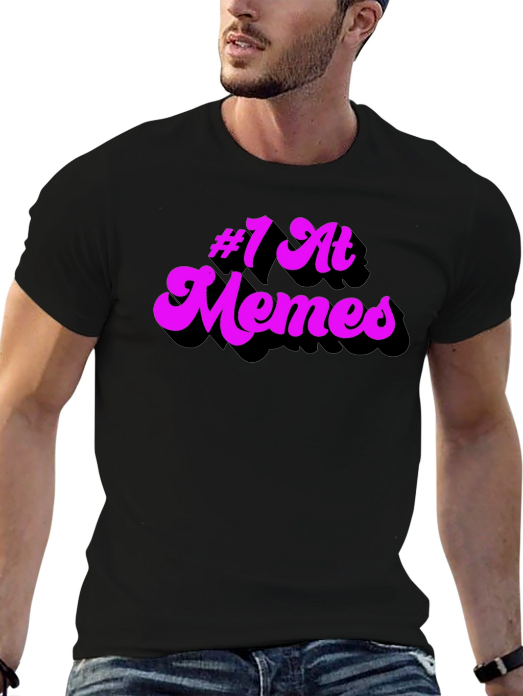 #1 at Memes Graphic T-Shirt - Black Cotton Tee