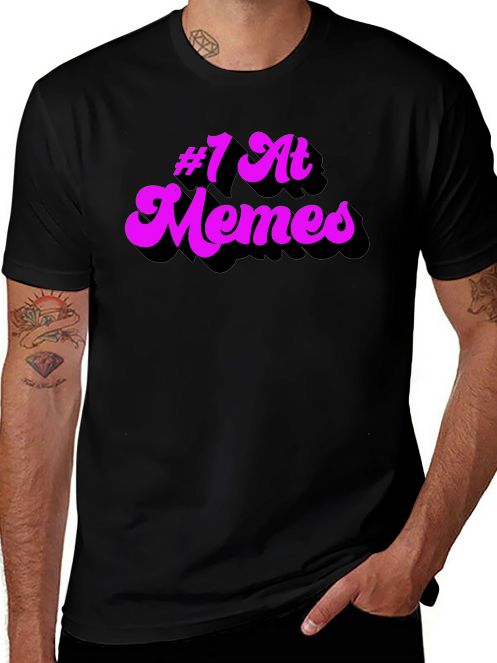 #1 at Memes Graphic T-Shirt - Black Cotton Tee