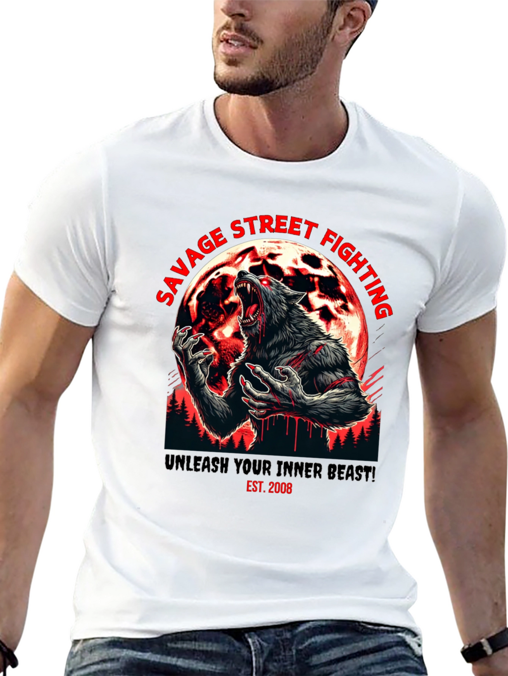 Savage Street Fighting Wolf T-Shirt