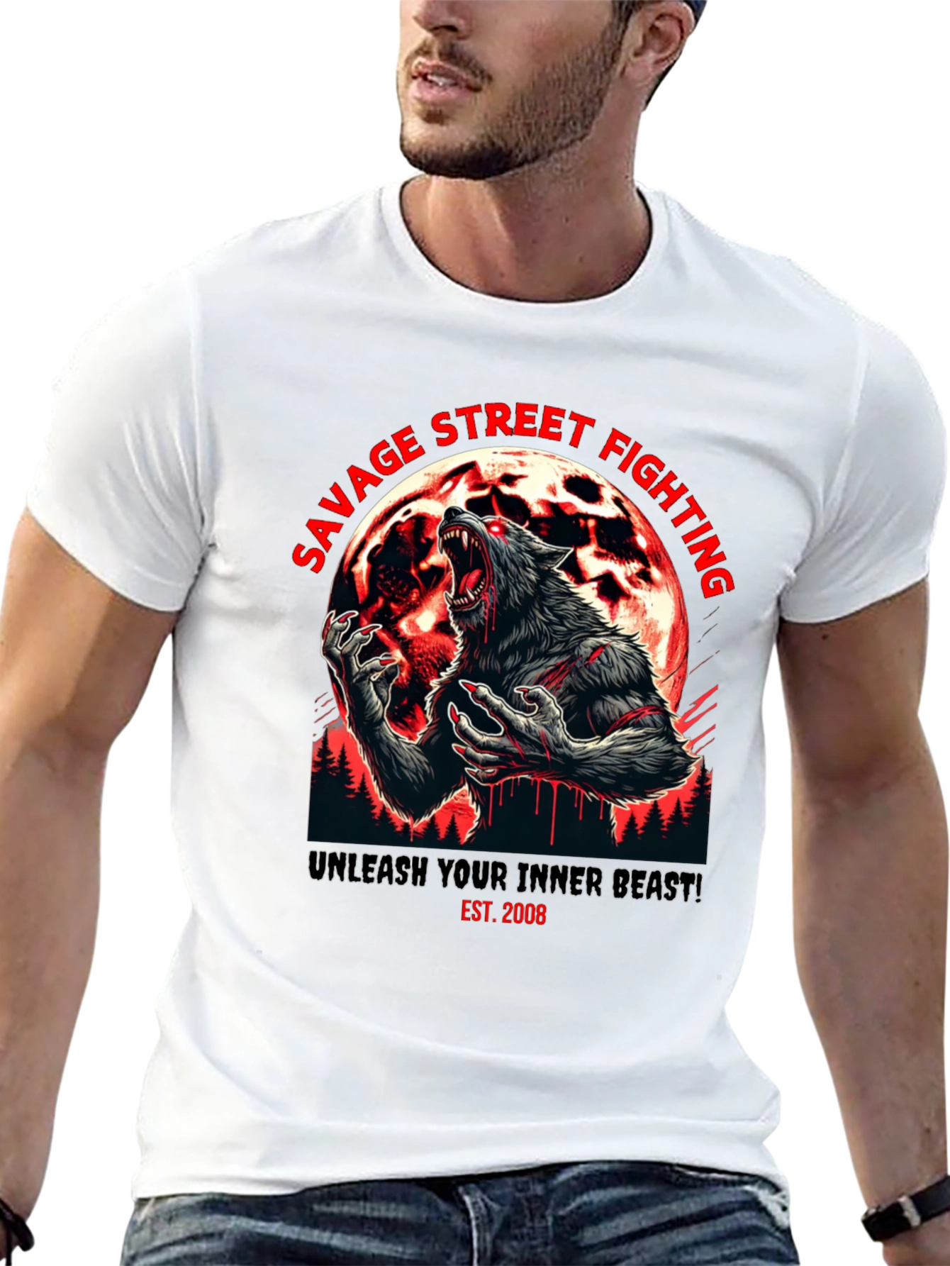 Savage Street Fighting Wolf T-Shirt