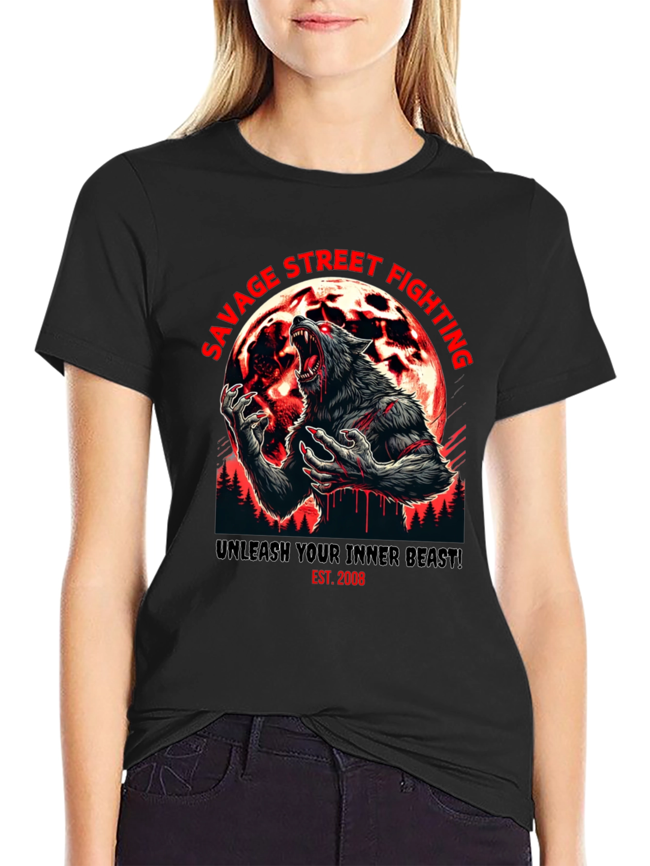 Savage Street Fighting Wolf T-Shirt