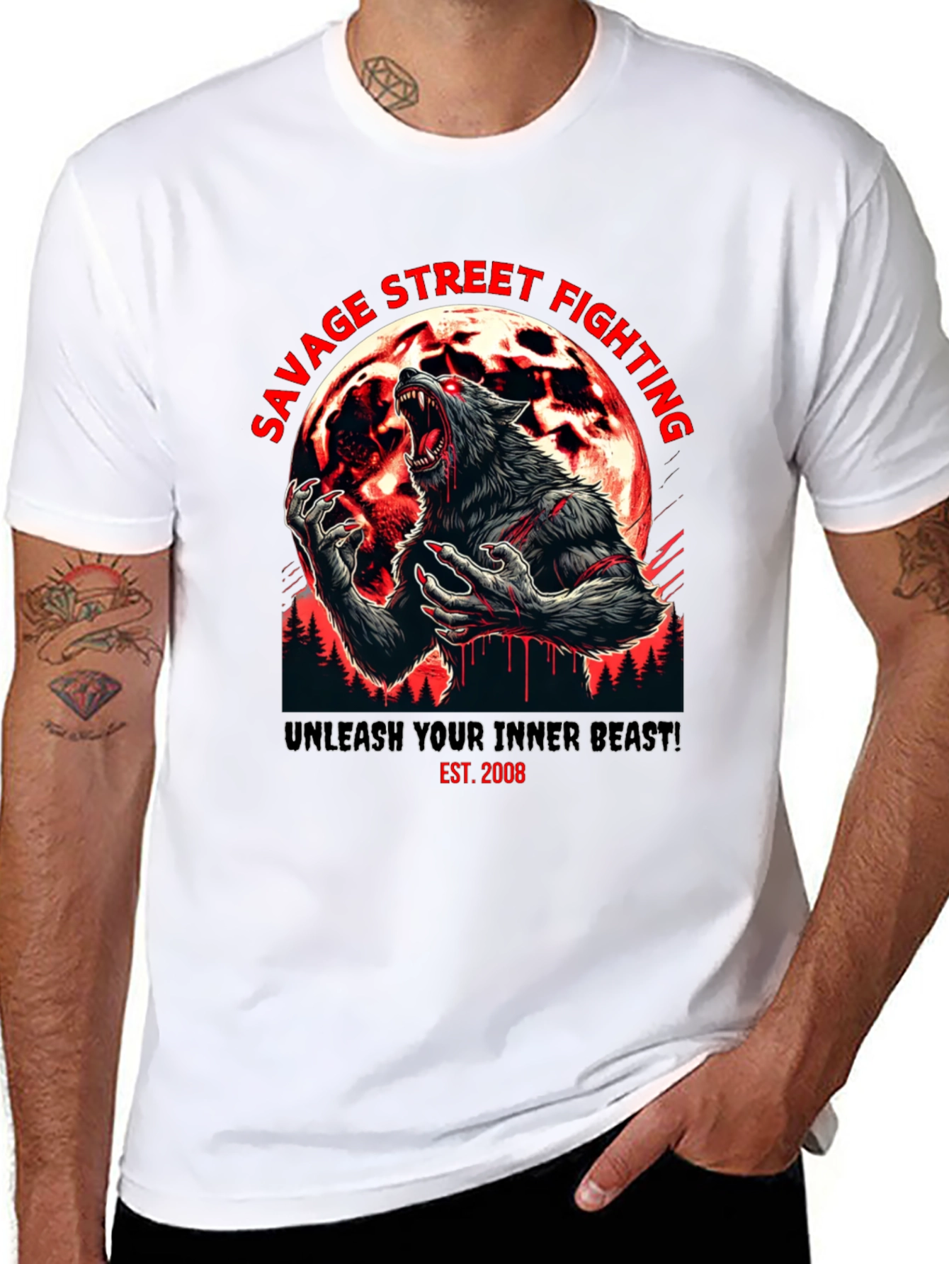 Savage Street Fighting Wolf T-Shirt