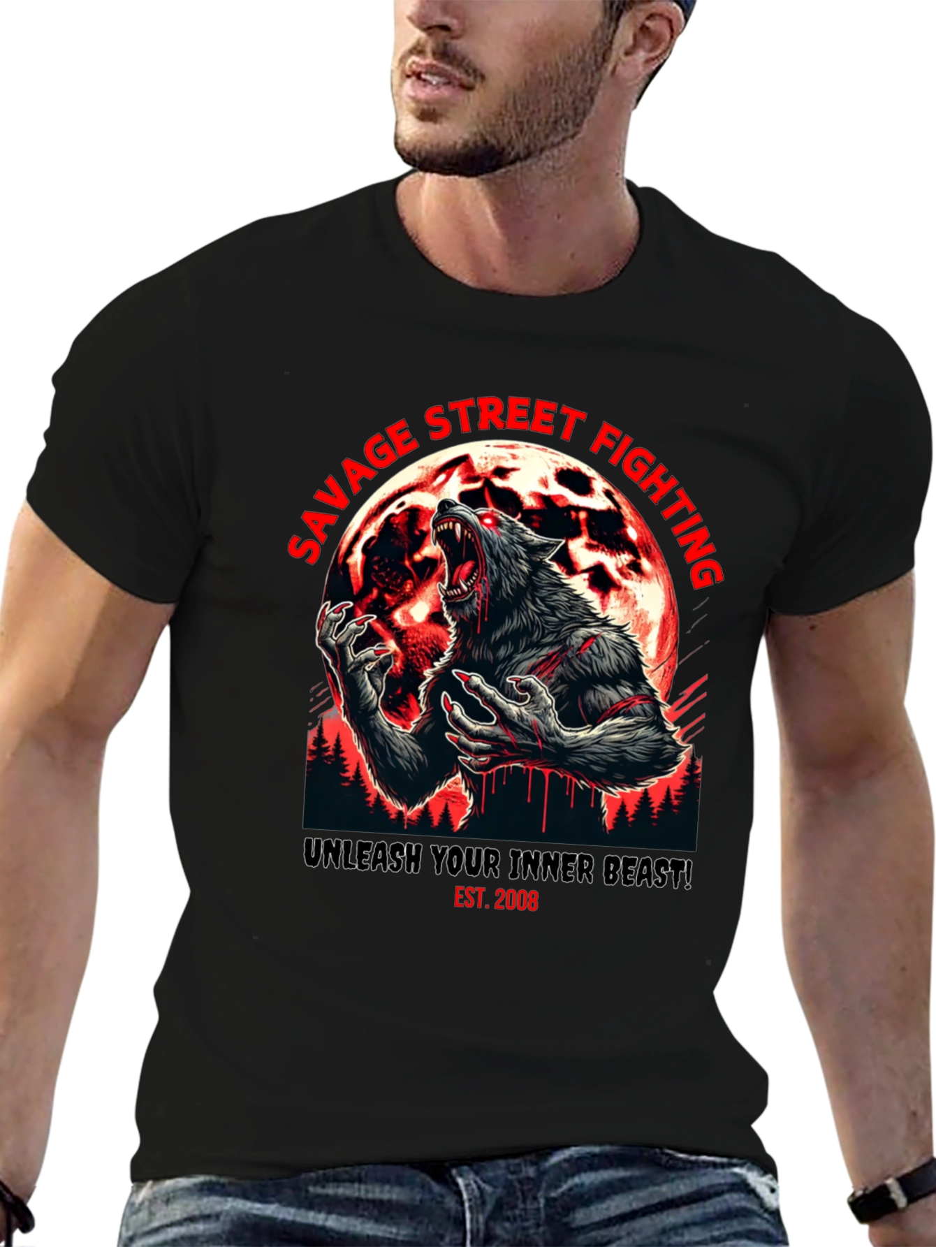 Savage Street Fighting Wolf T-Shirt
