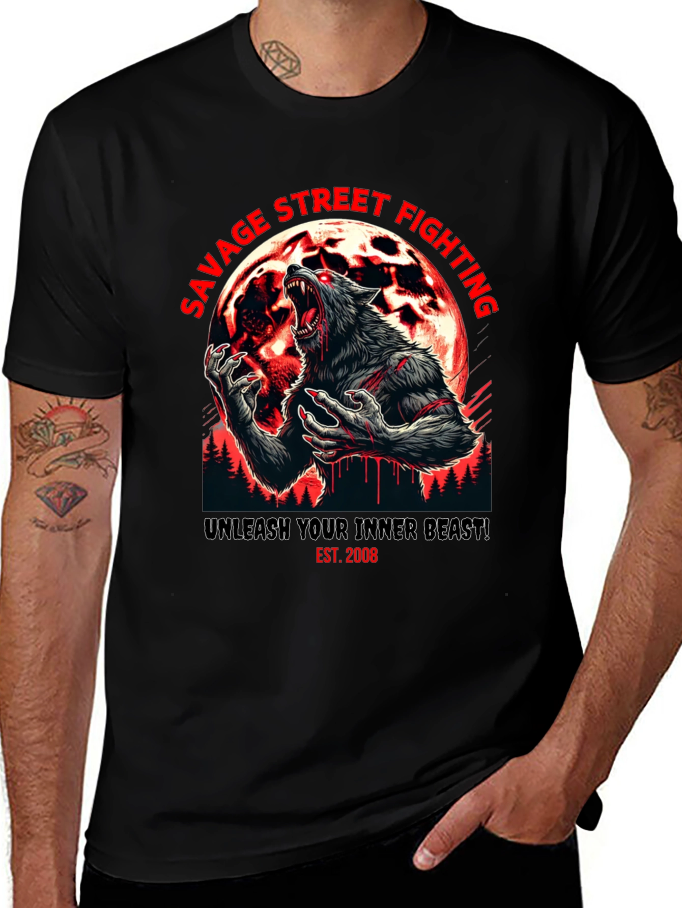 Savage Street Fighting Wolf T-Shirt