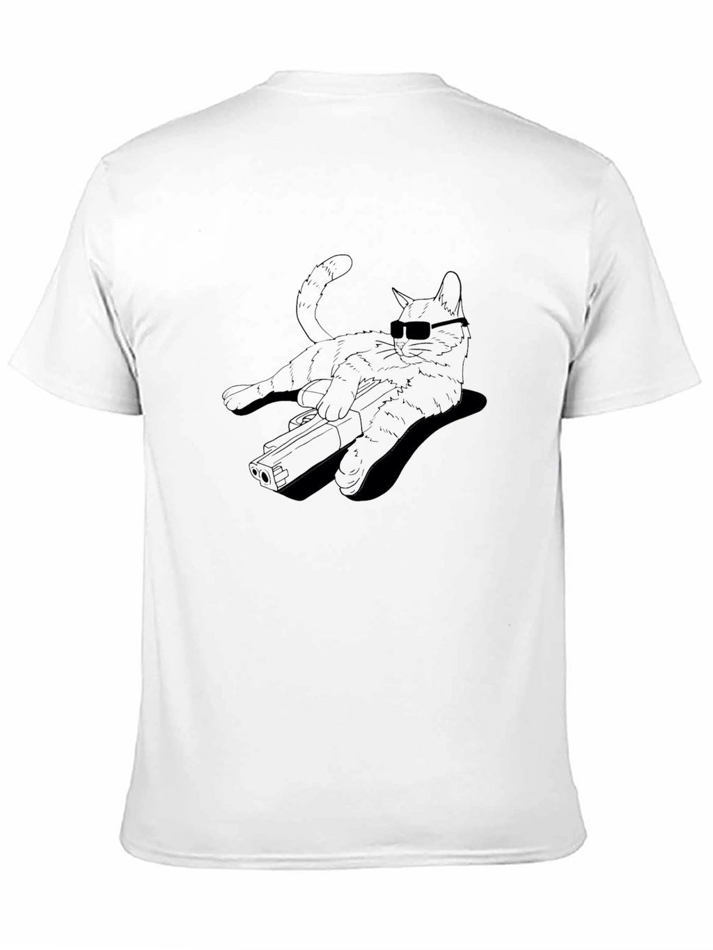 Cool Cat Gun Graphic T-Shirt - Black