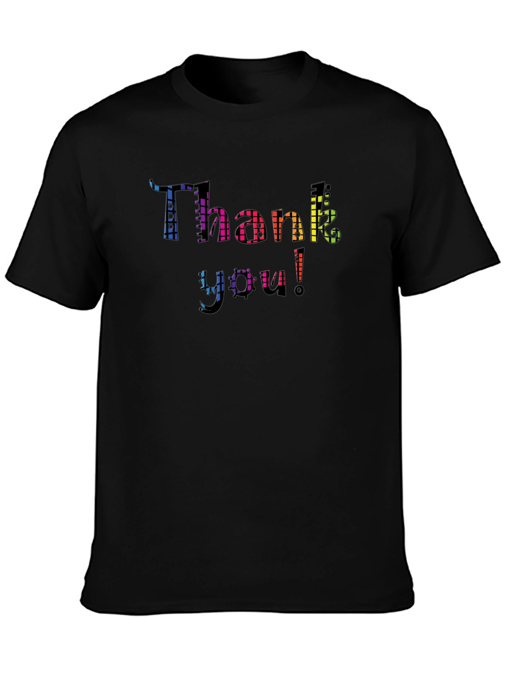 Thank You Rainbow Graphic Black T-Shirt