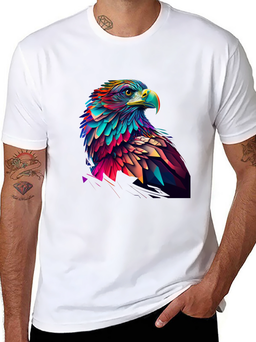 Geometric Eagle Graphic Tee - Black