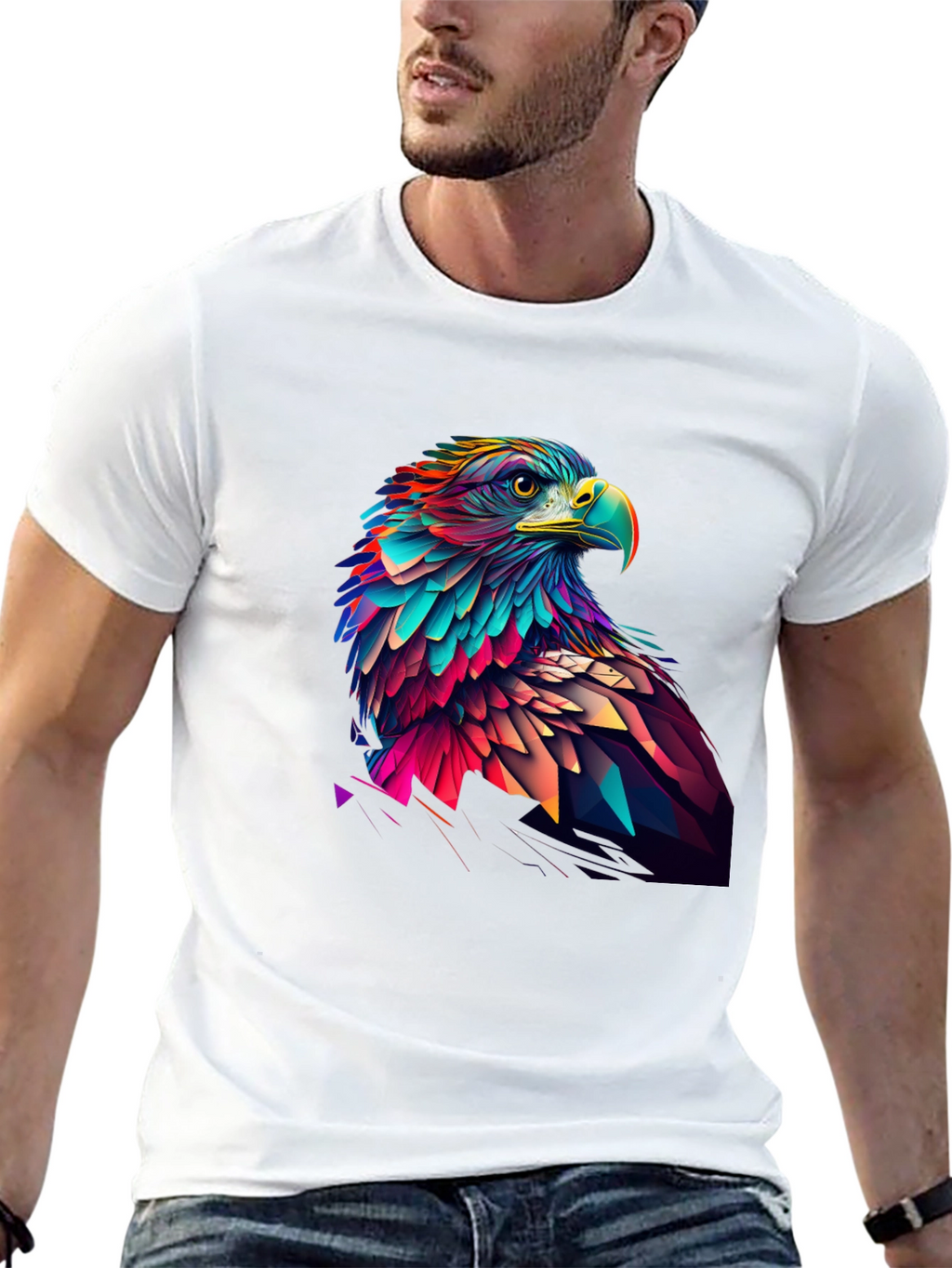 Geometric Eagle Graphic Tee - Black