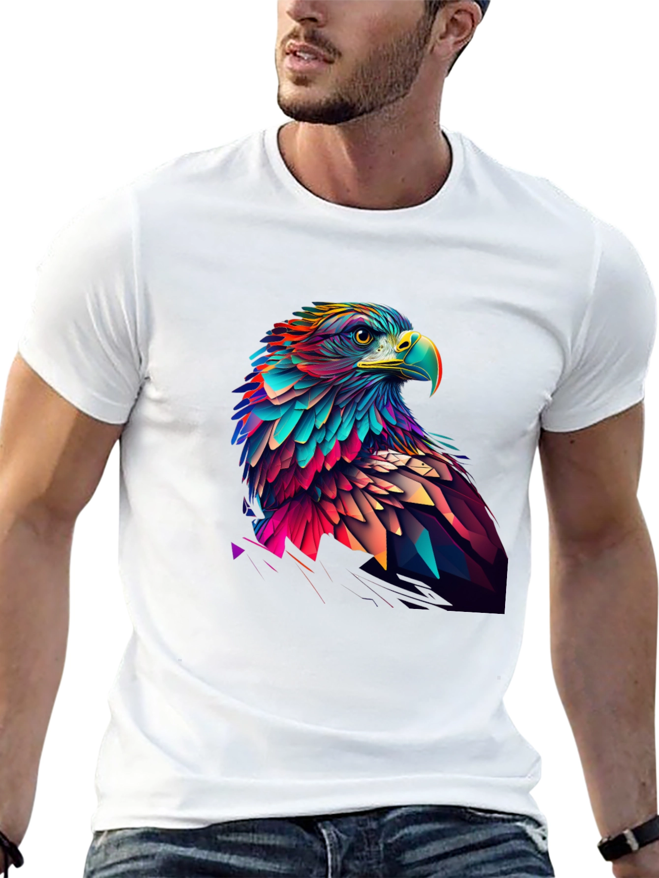 Geometric Eagle Graphic Tee - Black