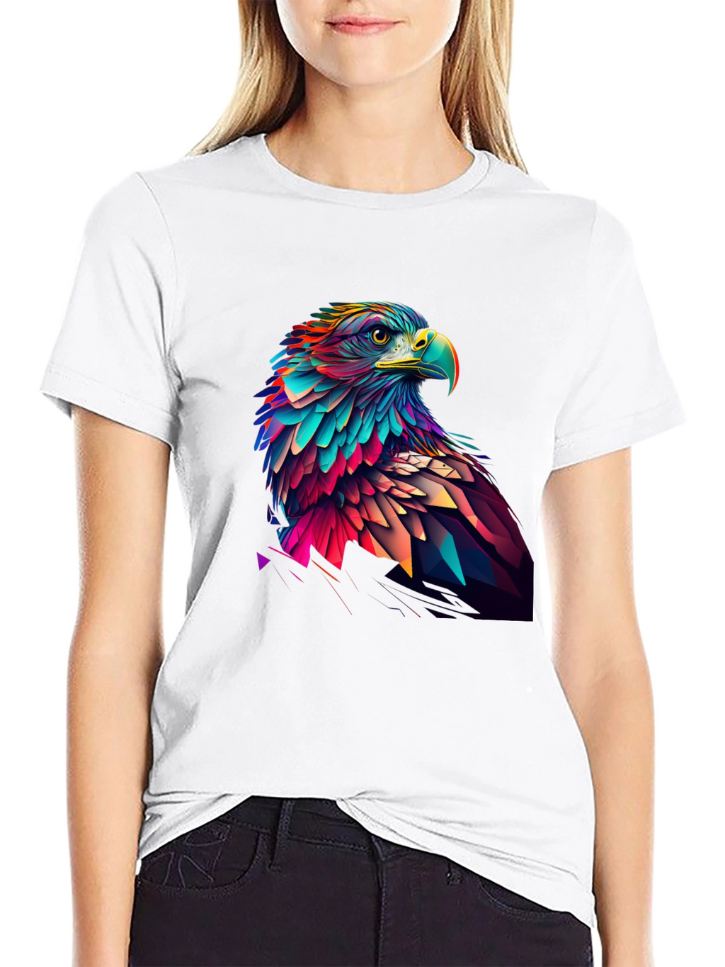 Geometric Eagle Graphic Tee - Black