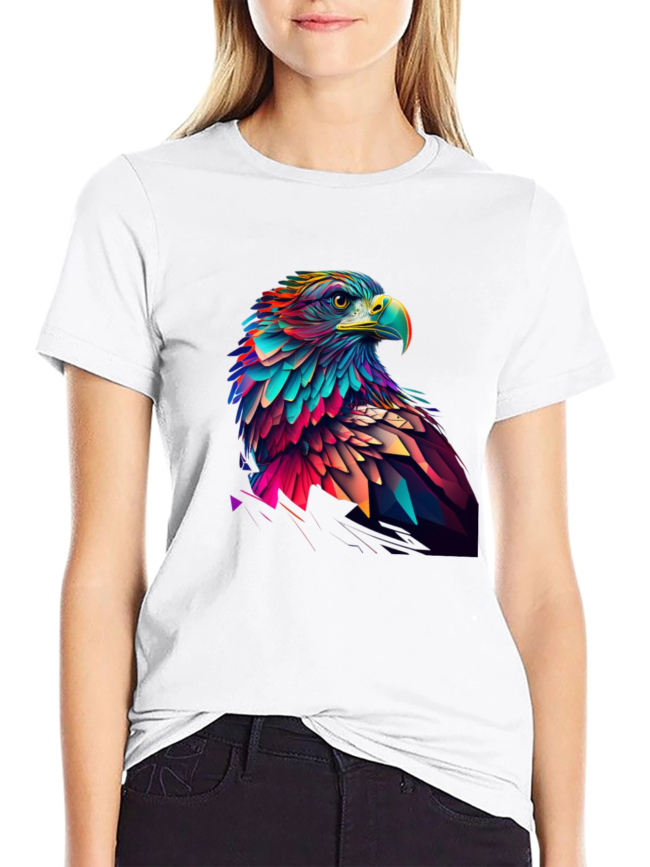 Geometric Eagle Graphic Tee - Black