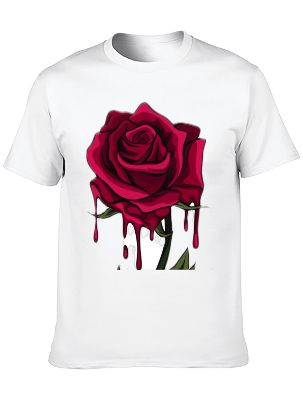 Mens Black T-Shirt with Red Rose Graphic