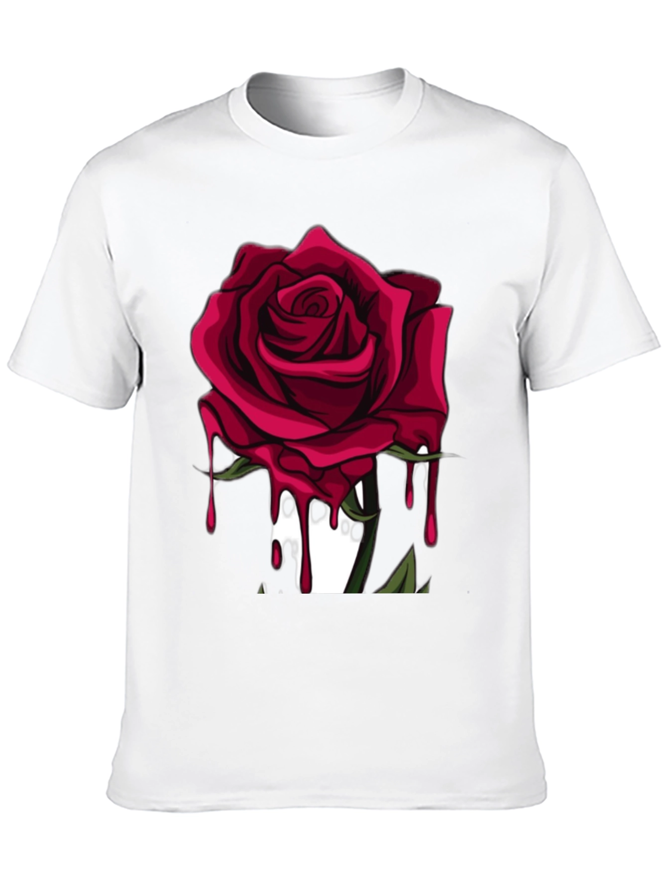 Mens Black T-Shirt with Red Rose Graphic