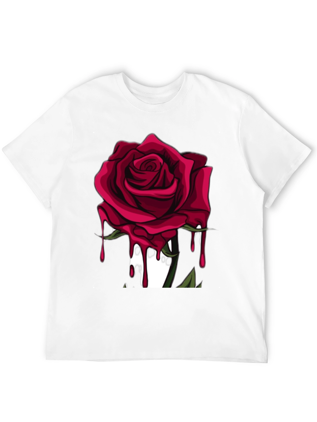 Mens Black T-Shirt with Red Rose Graphic