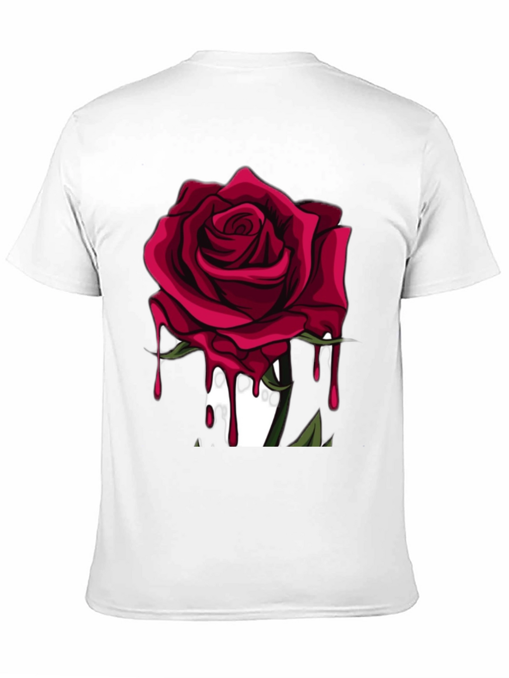 Mens Black T-Shirt with Red Rose Graphic