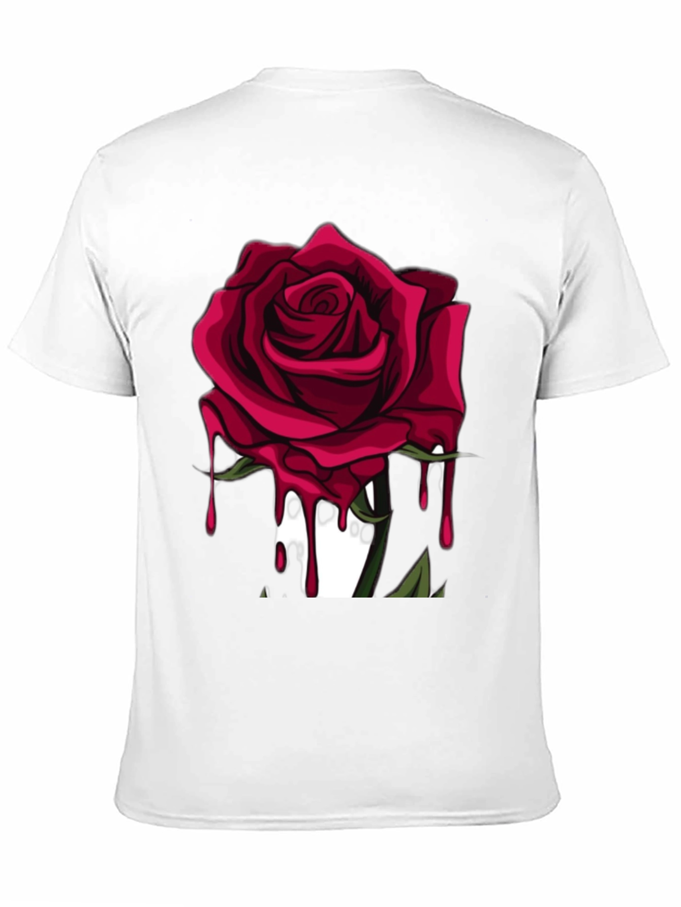 Mens Black T-Shirt with Red Rose Graphic