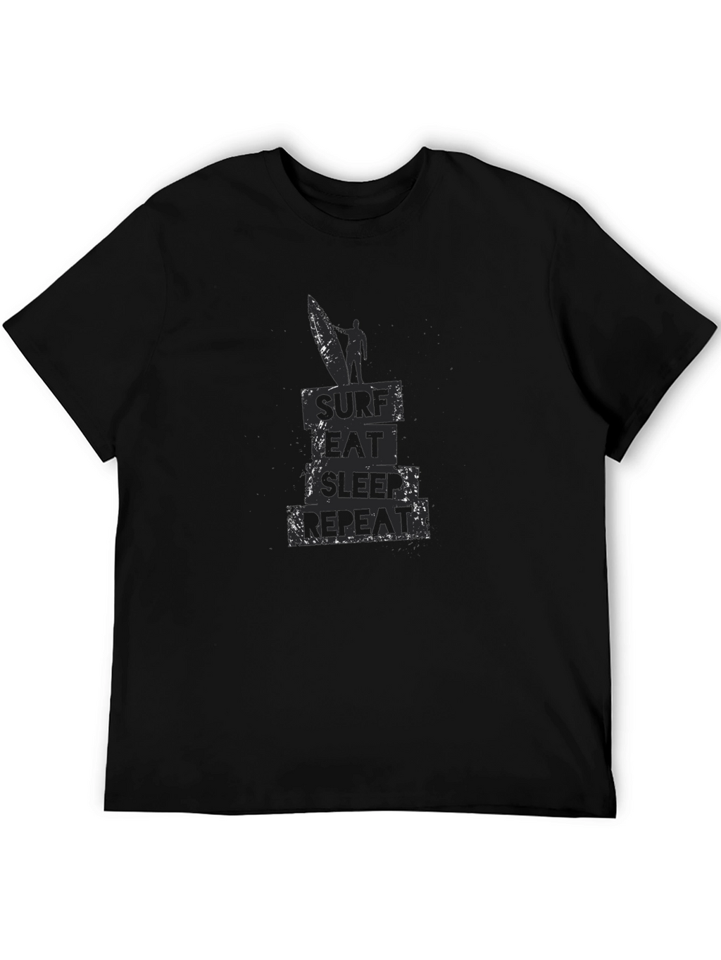 Surf Eat Sleep Repeat Black Graphic T-Shirt