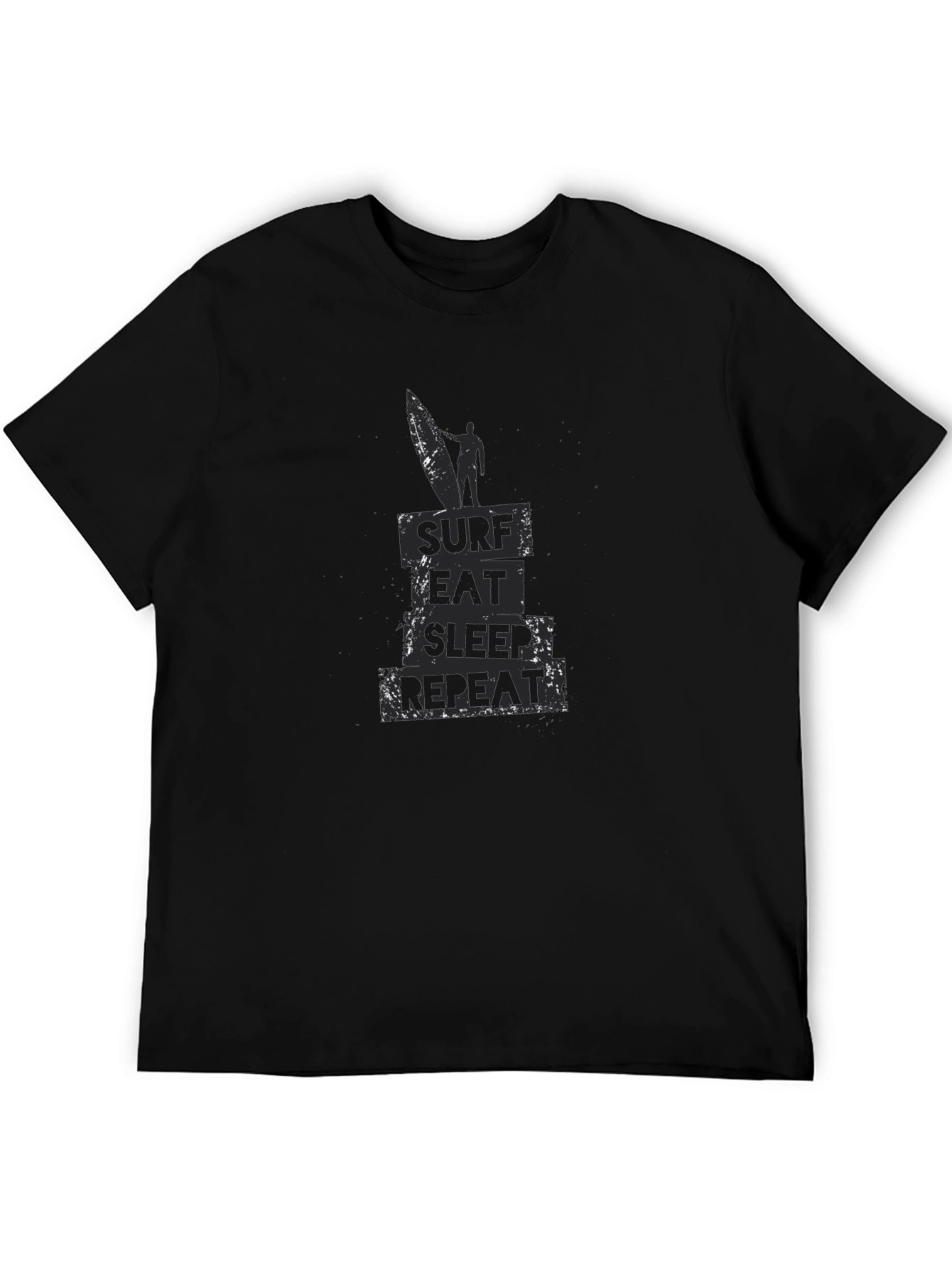 Surf Eat Sleep Repeat Black Graphic T-Shirt