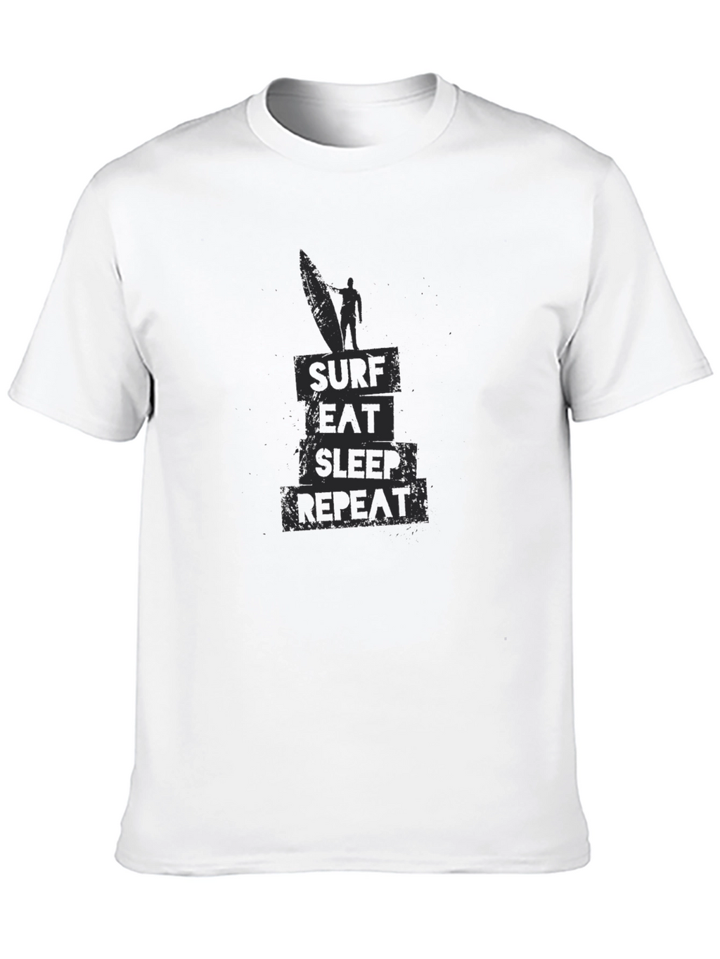 Surf Eat Sleep Repeat Black Graphic T-Shirt