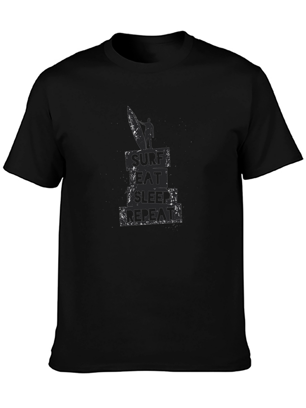 Surf Eat Sleep Repeat Black Graphic T-Shirt