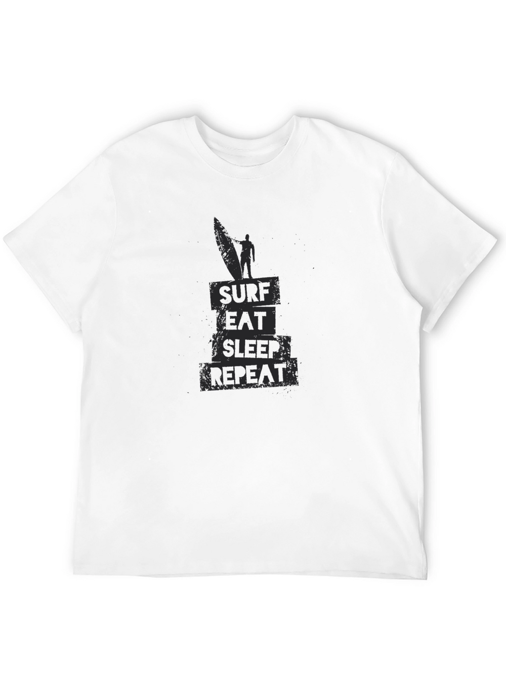 Surf Eat Sleep Repeat Black Graphic T-Shirt