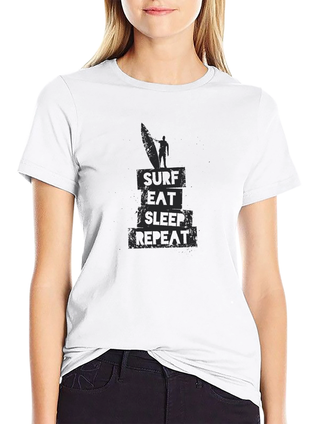 Surf Eat Sleep Repeat Black Graphic T-Shirt