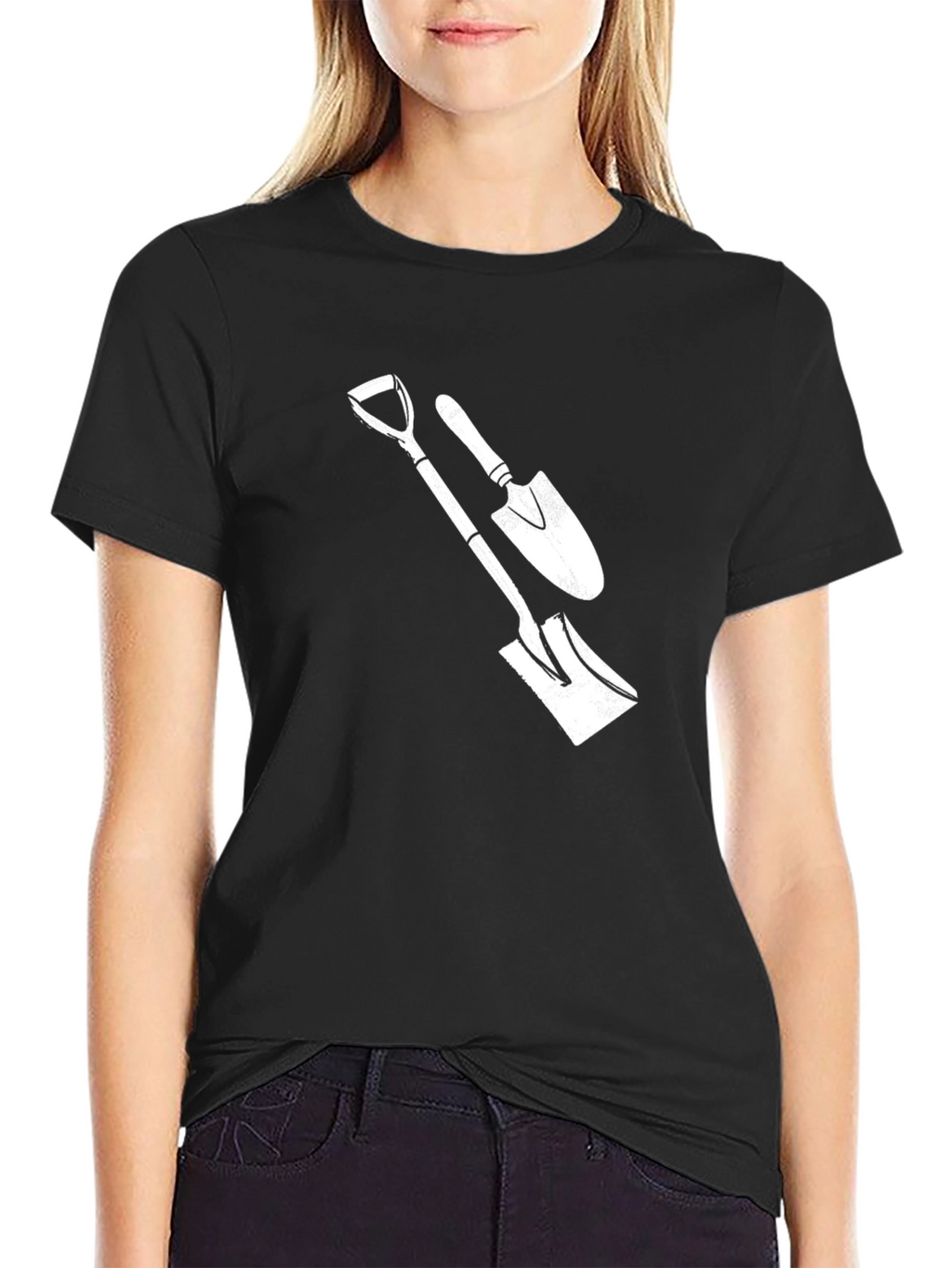 Novelty T-Shirt with Gardening Shovel and Trowel Design