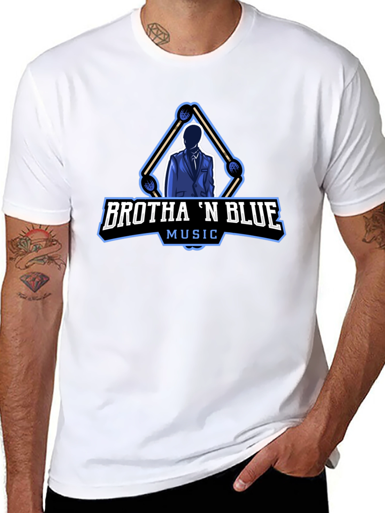 Brotha N Blue Music Black T-Shirt