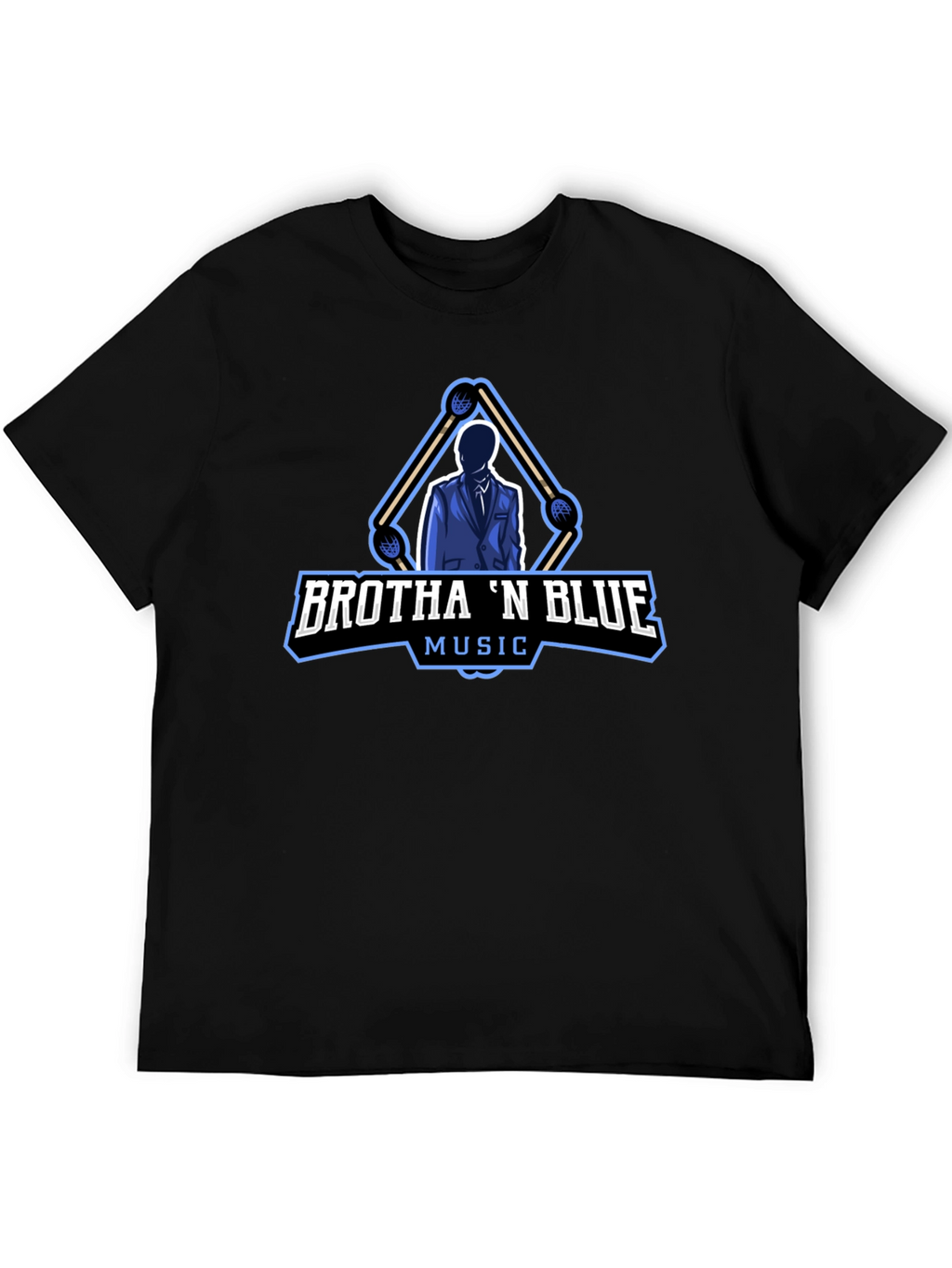 Brotha N Blue Music Black T-Shirt