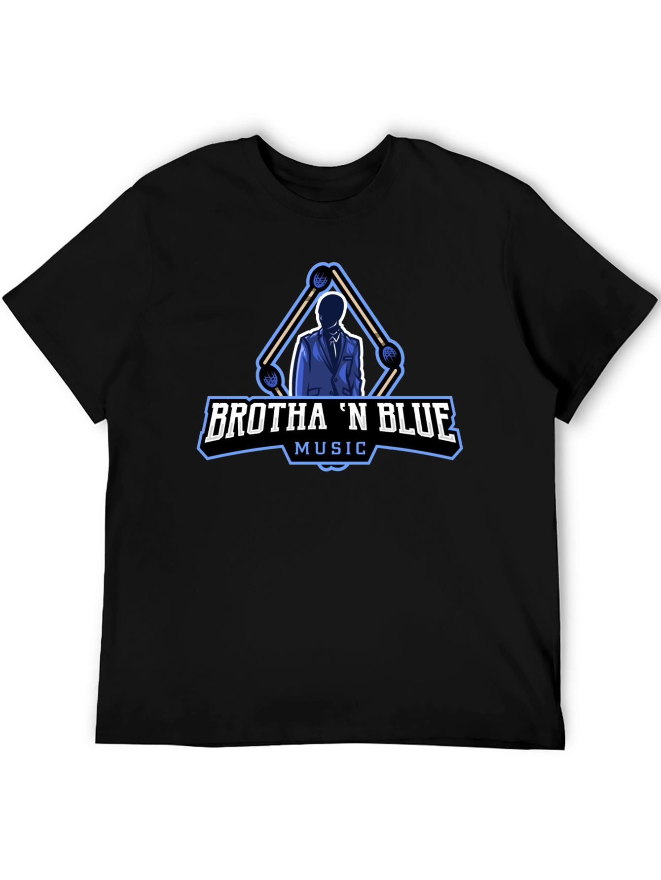 Brotha N Blue Music Black T-Shirt