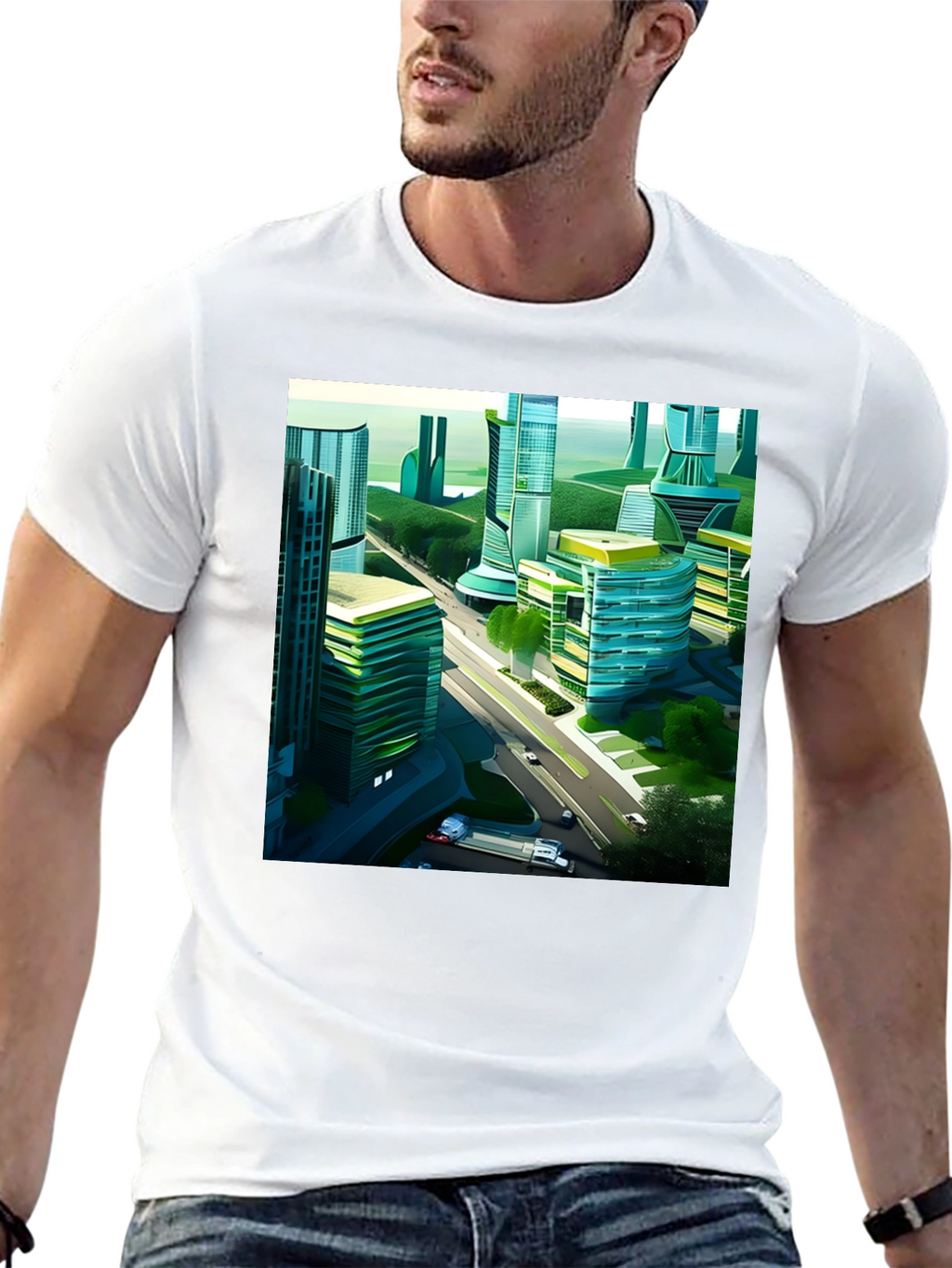 Futuristic Cityscape Graphic Tee