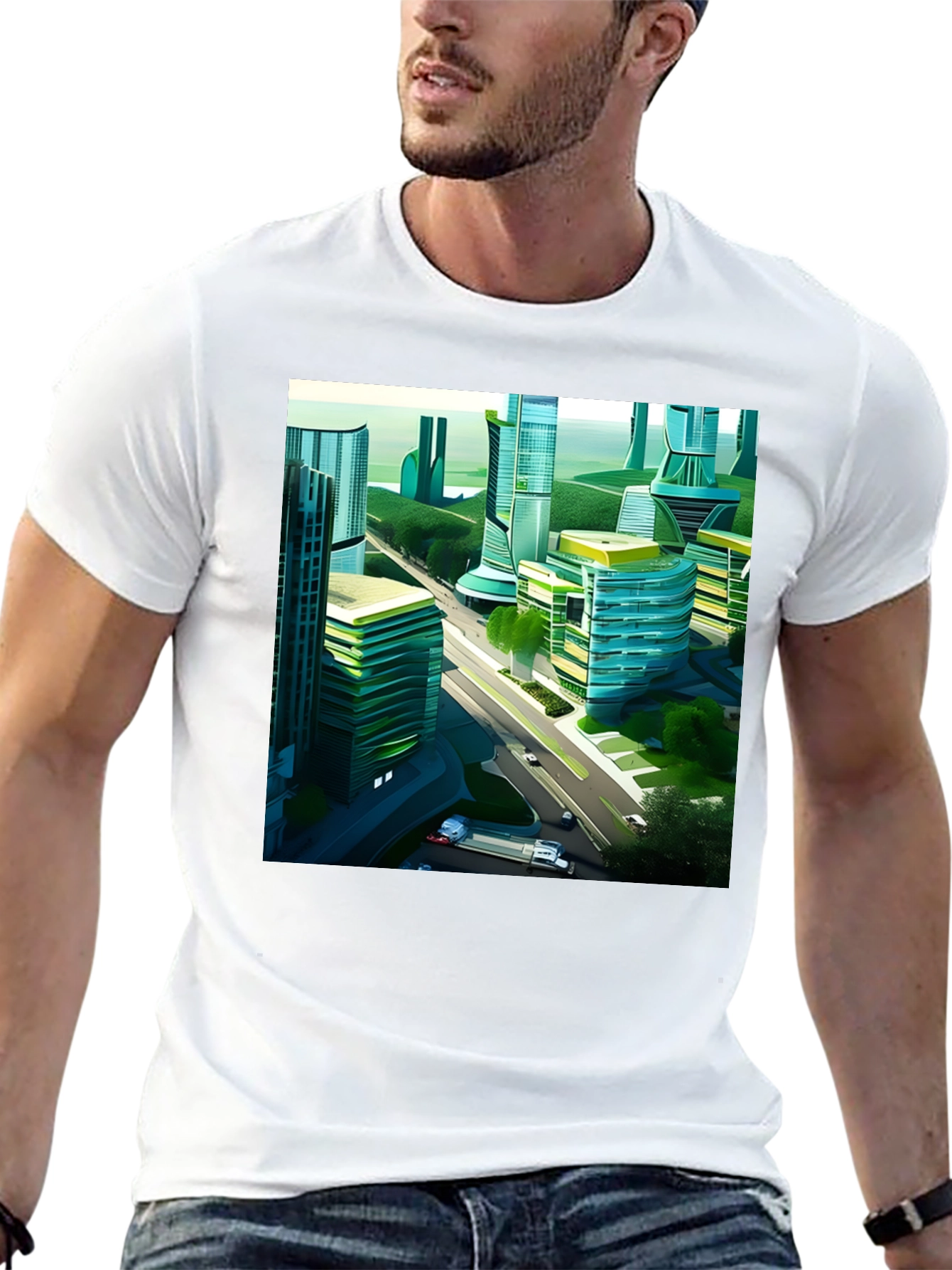 Futuristic Cityscape Graphic Tee