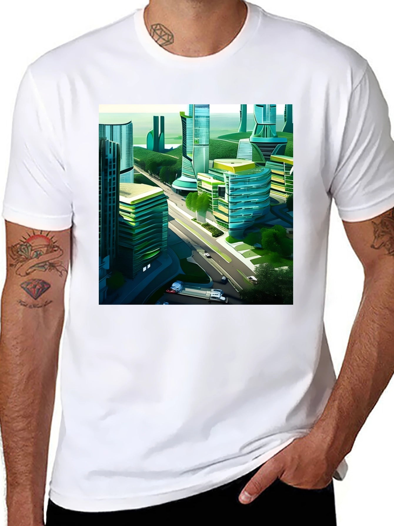 Futuristic Cityscape Graphic Tee