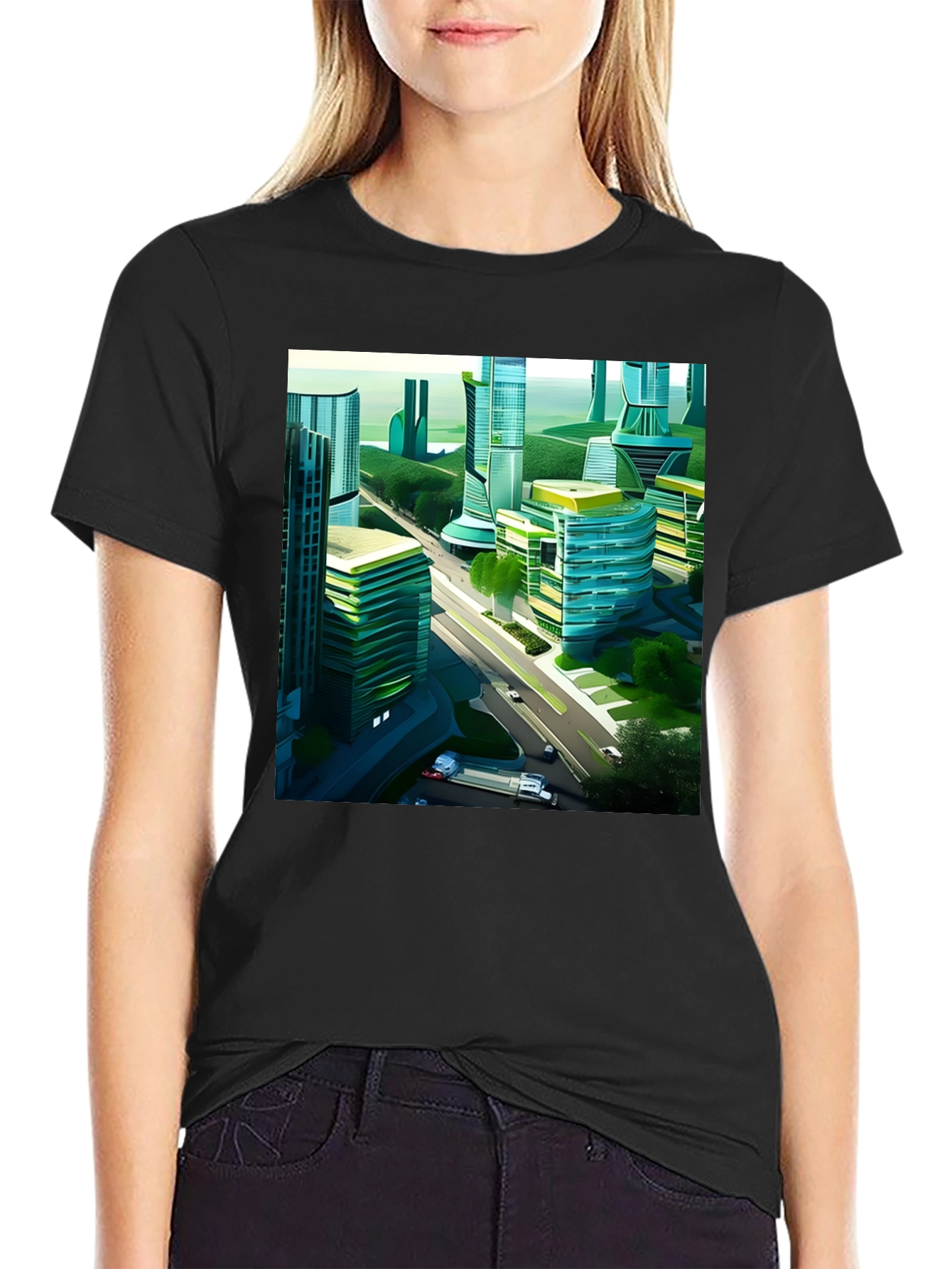 Futuristic Cityscape Graphic Tee