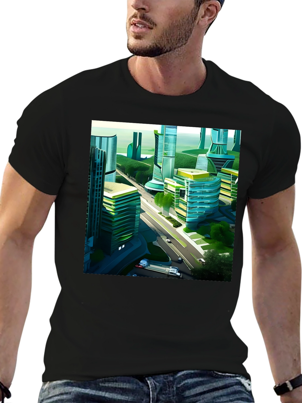 Futuristic Cityscape Graphic Tee