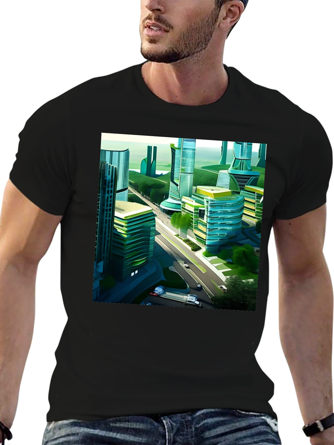 Futuristic Cityscape Graphic Tee