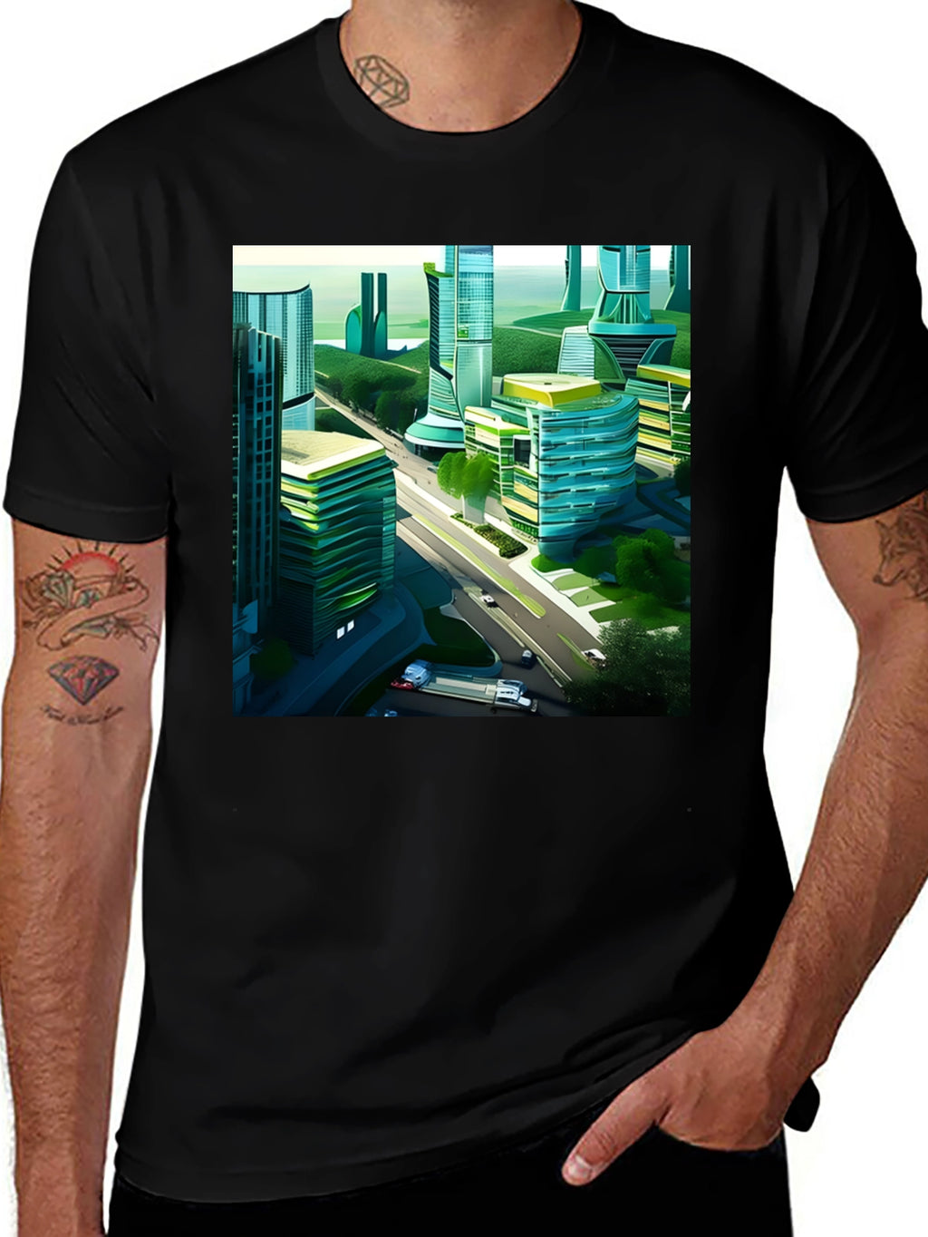Futuristic Cityscape Graphic Tee