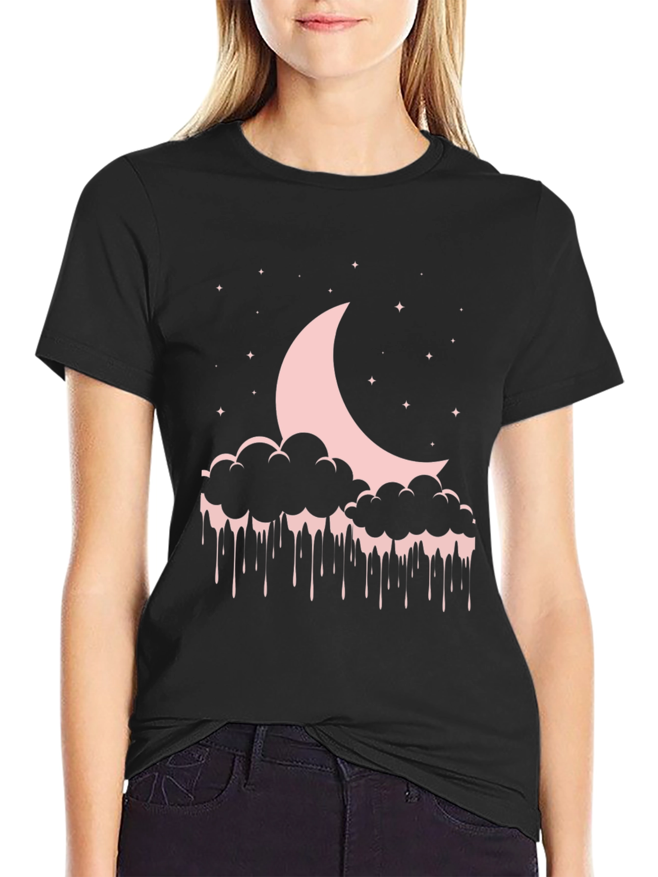 Moon & Cloud Drip Graphic T-Shirt